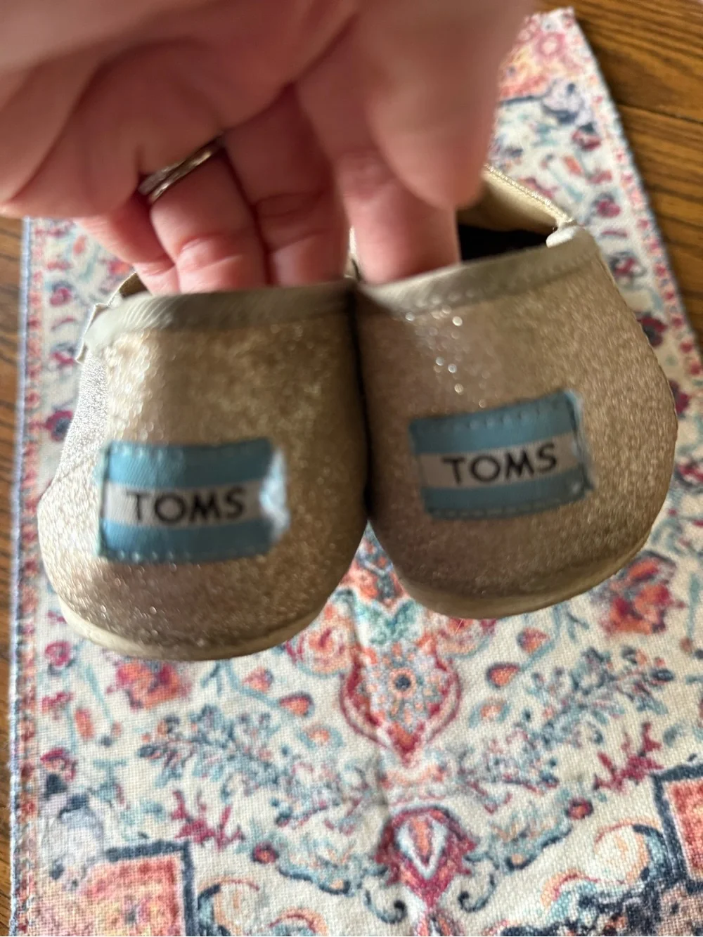 Toms Glitter Slip-On Espadrille in Champagne Gold